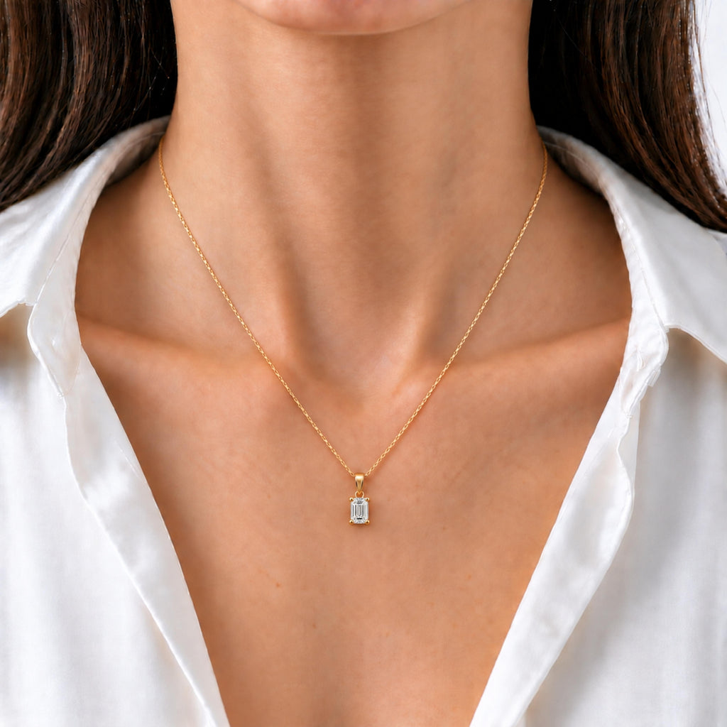Emerald Solitaire Pendant Necklace