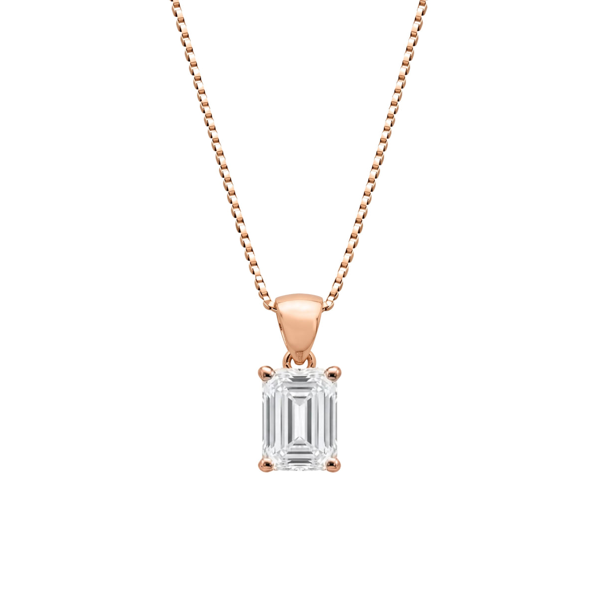 Emerald Solitaire Pendant Necklace