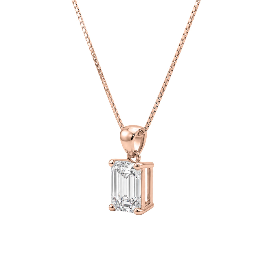 Emerald Solitaire Pendant Necklace