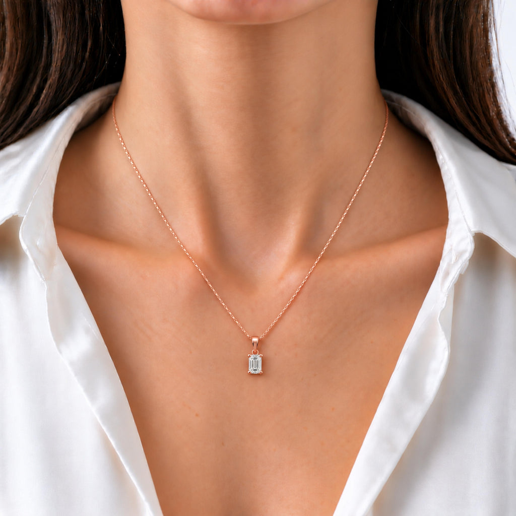 Emerald Solitaire Pendant Necklace