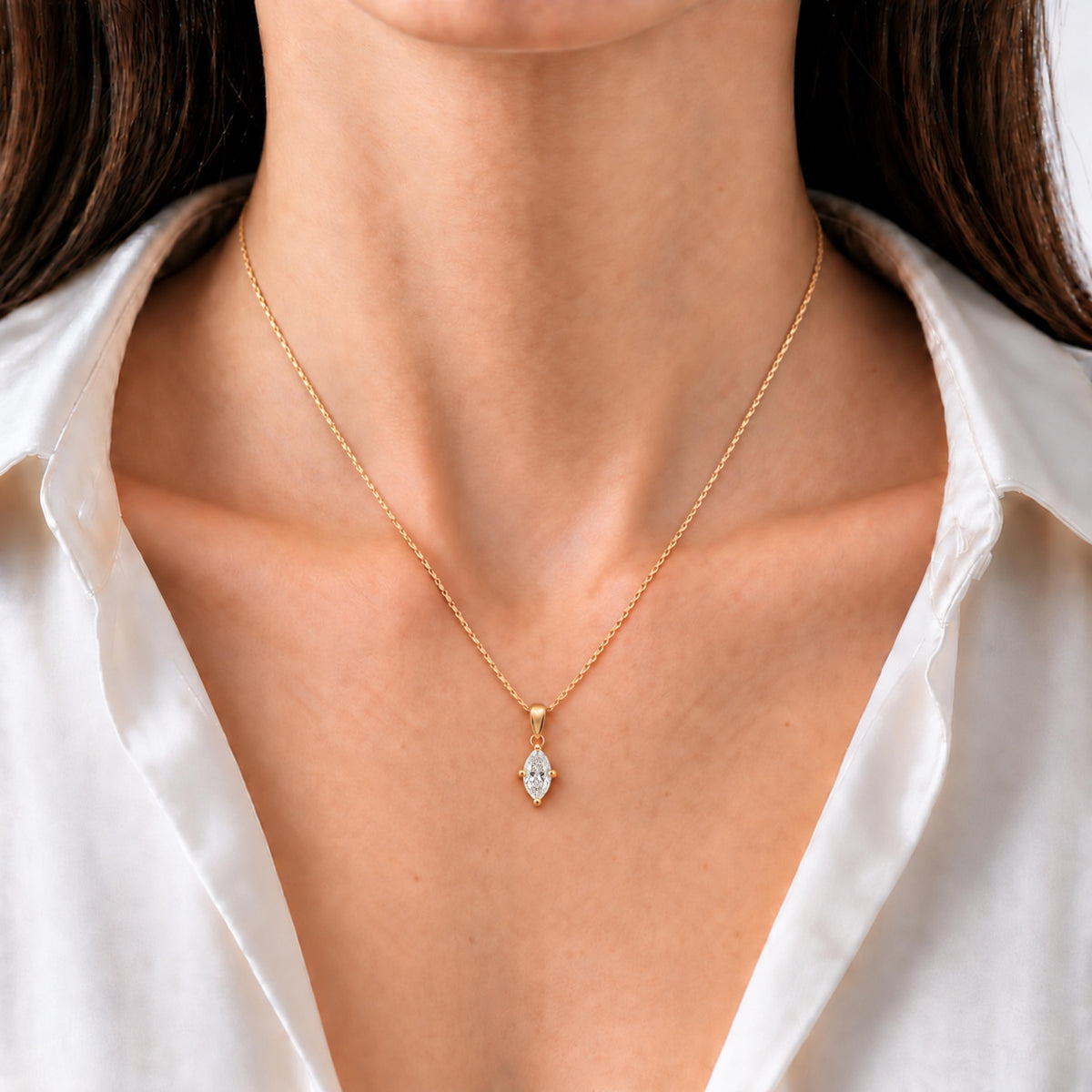 Marquise Solitaire Pendant Necklace
