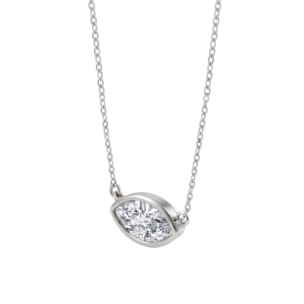 Marquise Solitaire Bezel Pendant Necklace