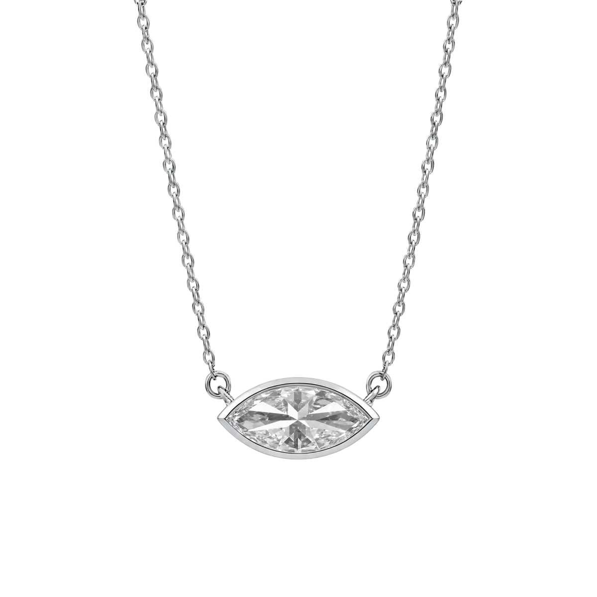 Marquise Solitaire Bezel Pendant Necklace