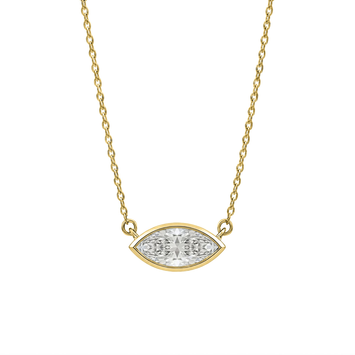 Mixed Solitaire Bezel Pendant Necklace