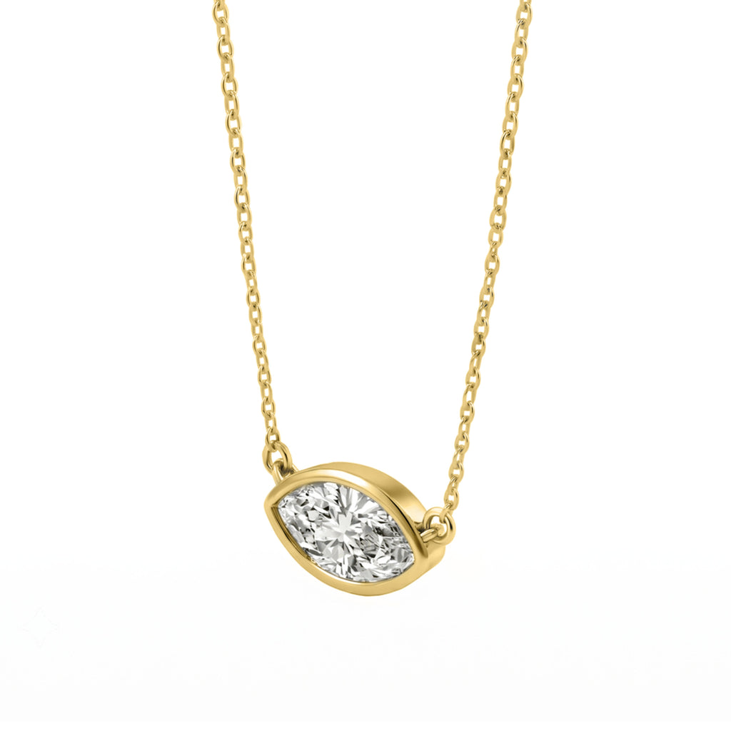 Marquise Solitaire Bezel Pendant Necklace