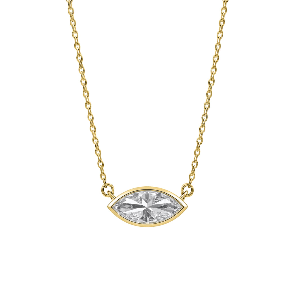 Marquise Solitaire Bezel Pendant Necklace