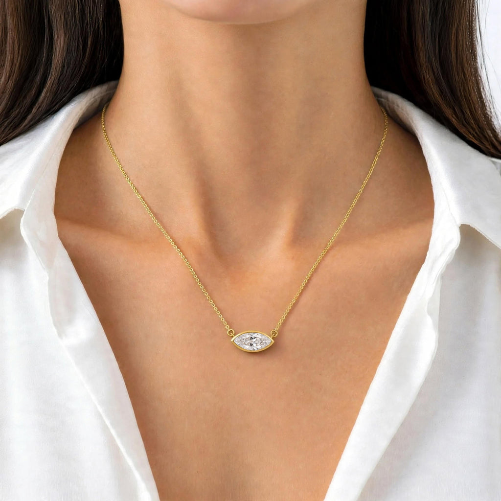 Marquise Solitaire Bezel Pendant Necklace