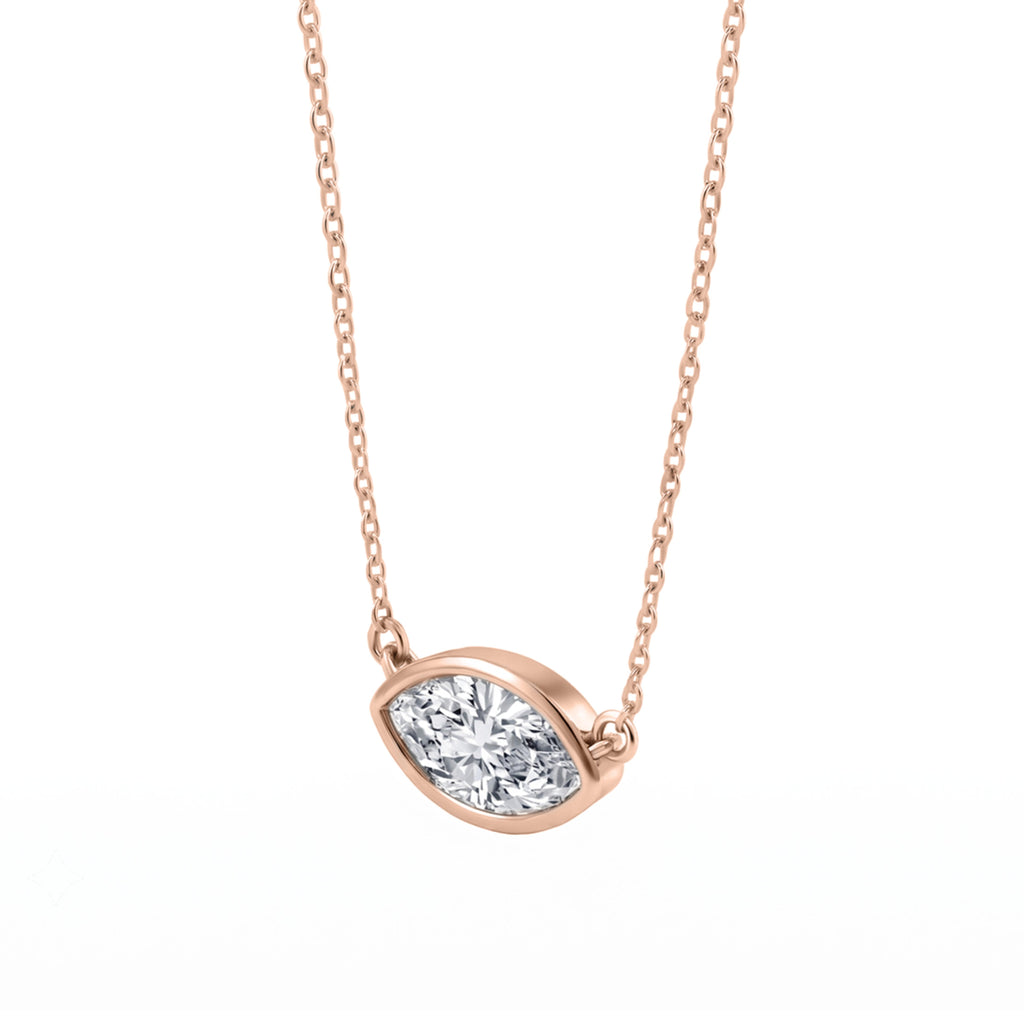 Marquise Solitaire Bezel Pendant Necklace