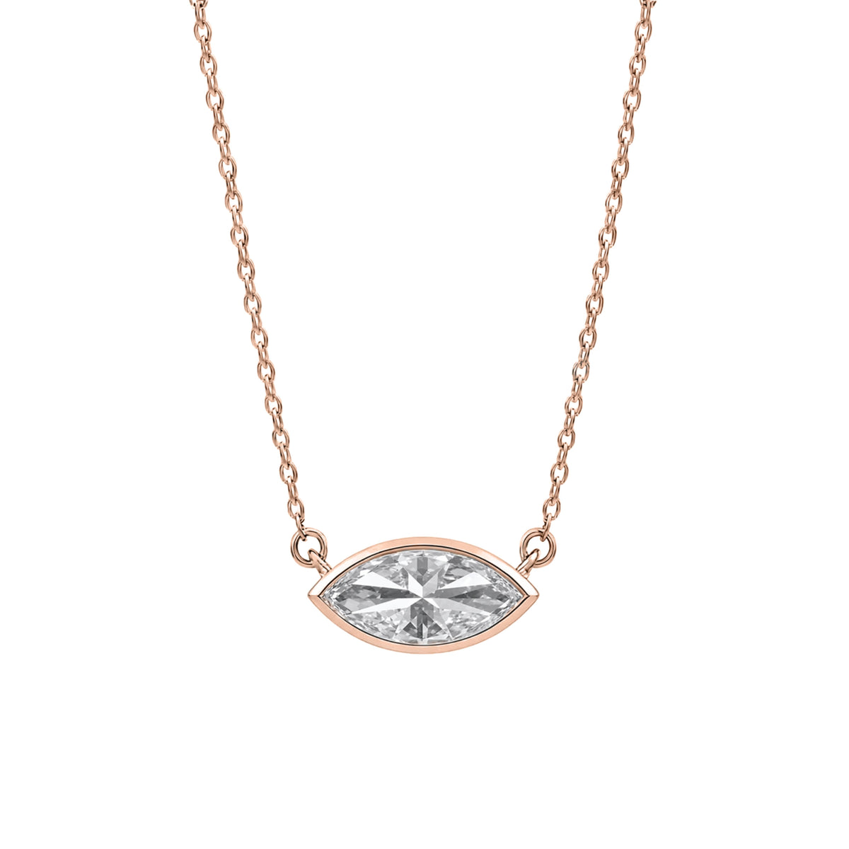 Marquise Solitaire Bezel Pendant Necklace