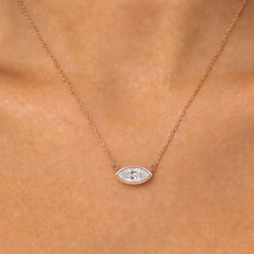 Marquise Solitaire Bezel Pendant Necklace