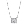 Princess Solitaire Bezel Pendant Necklace