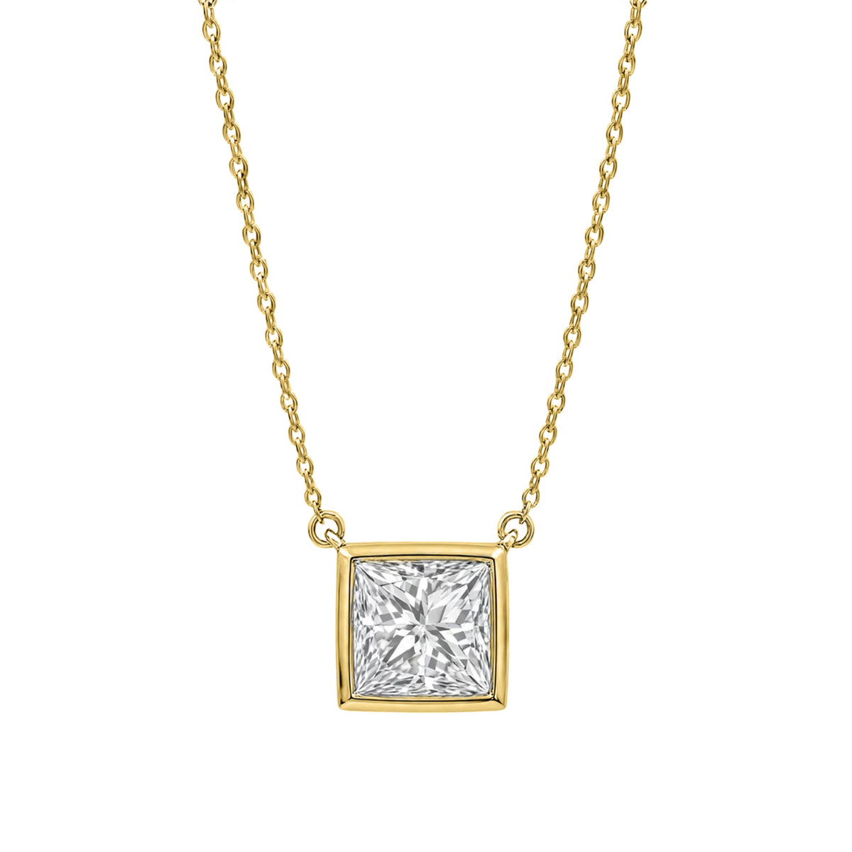 Mixed Solitaire Bezel Pendant Necklace