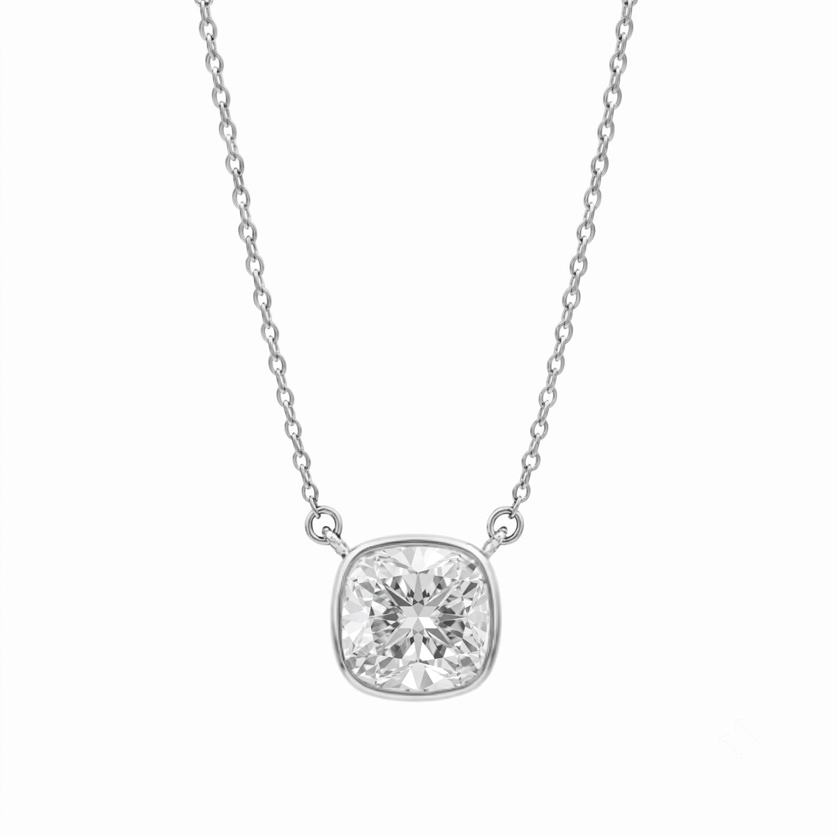 Mixed Solitaire Bezel Pendant Necklace