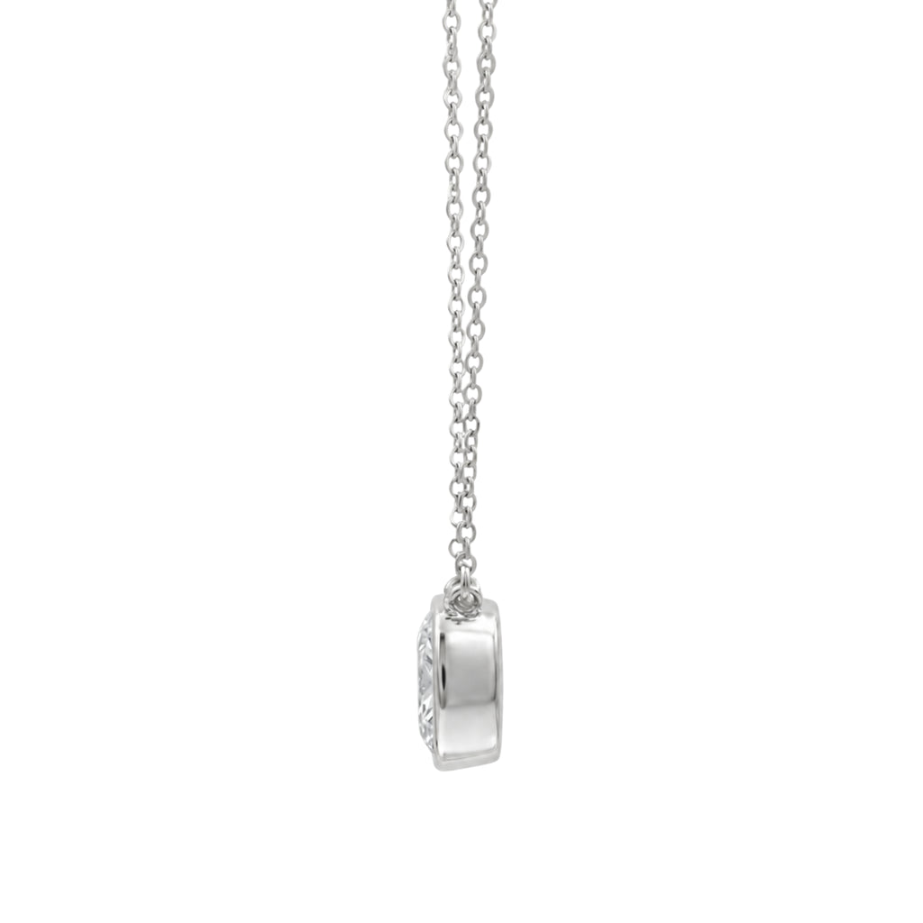 Cushion Solitaire Bezel Pendant Necklace