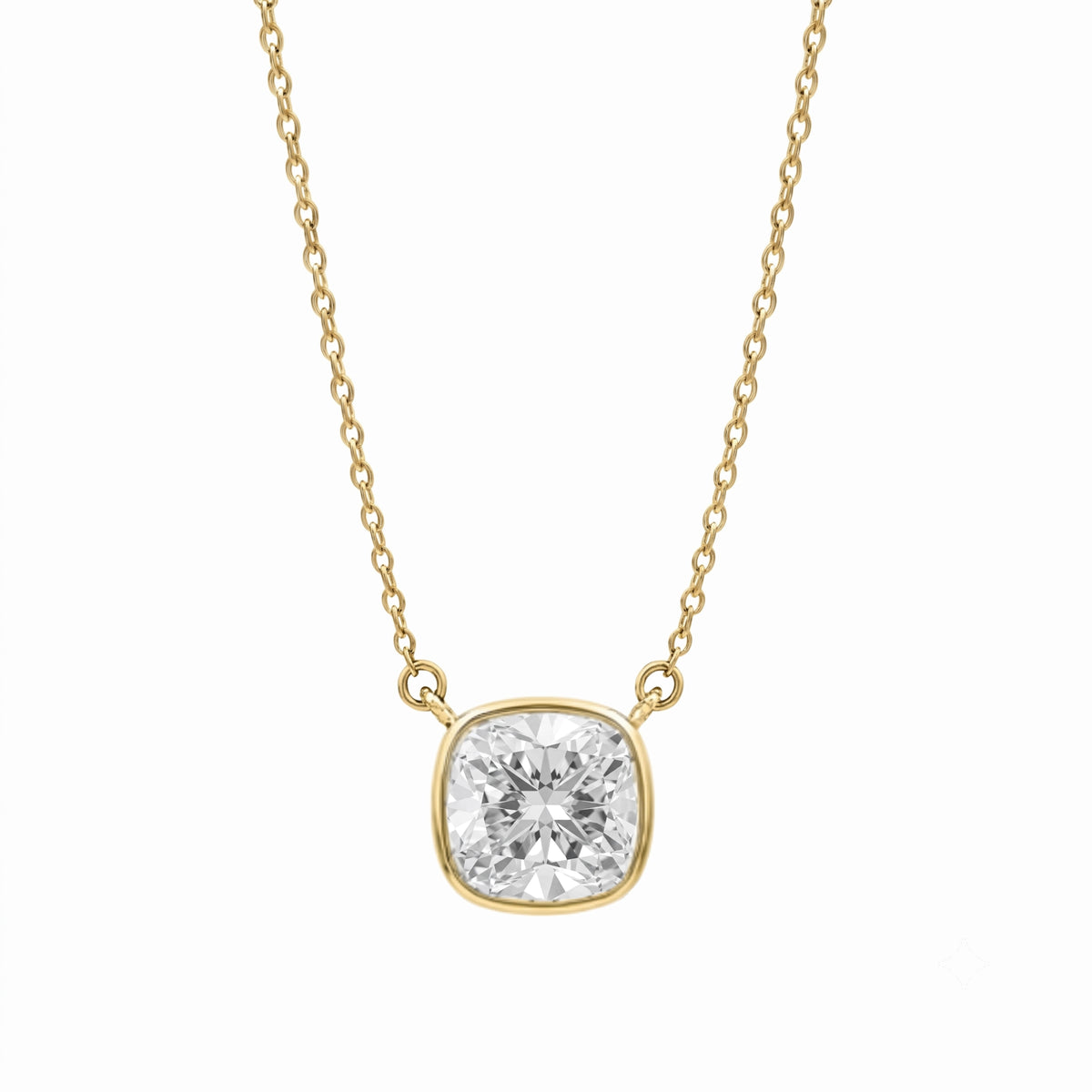 Mixed Solitaire Bezel Pendant Necklace