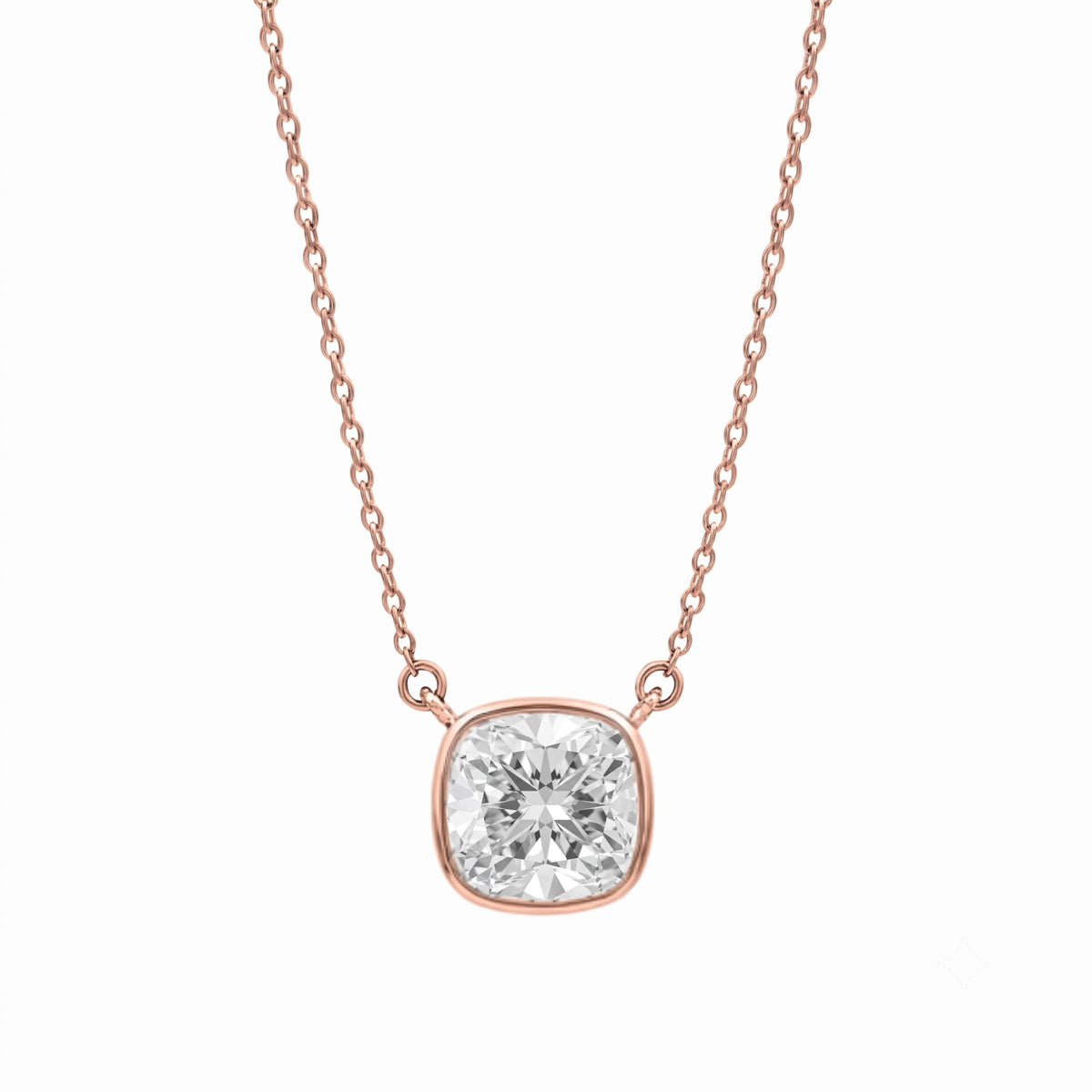Mixed Solitaire Bezel Pendant Necklace