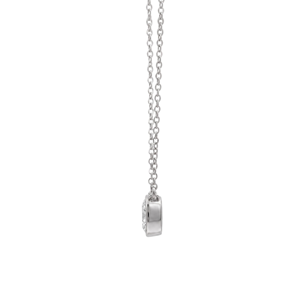 Long Cushion Solitaire Bezel Pendant Necklace