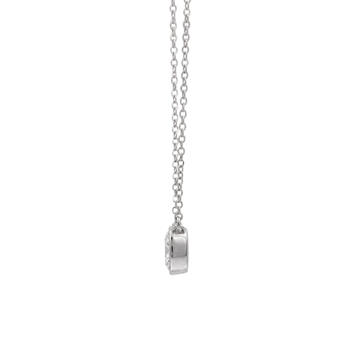 Long Cushion Solitaire Bezel Pendant Necklace