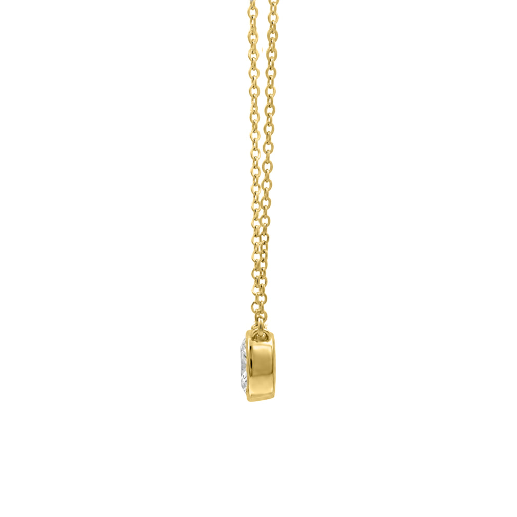 Long Cushion Solitaire Bezel Pendant Necklace