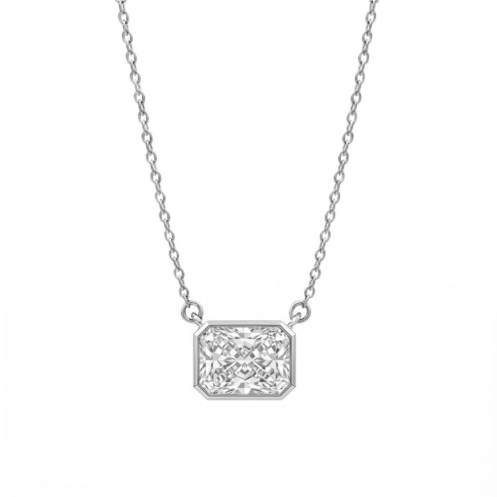 Radiant Solitaire Bezel Pendant Necklace