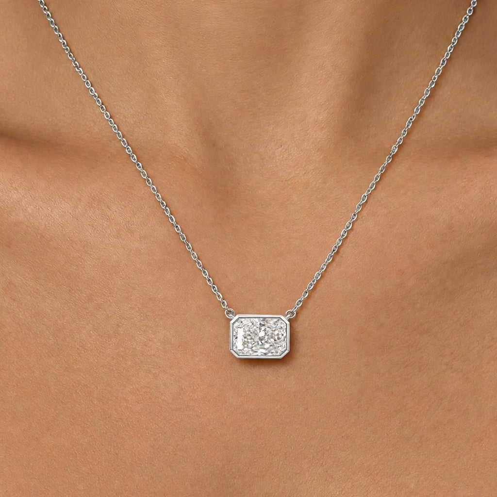 Radiant Solitaire Bezel Pendant Necklace