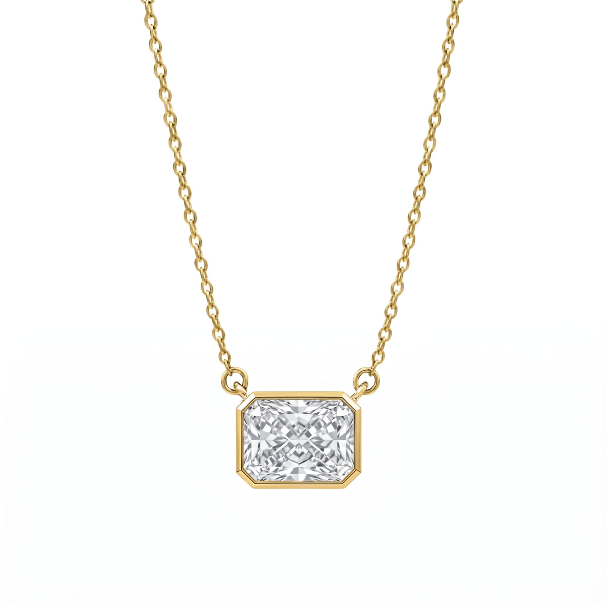 Mixed Solitaire Bezel Pendant Necklace