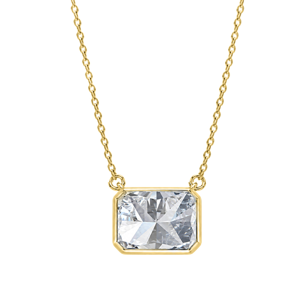 Radiant Solitaire Bezel Pendant Necklace