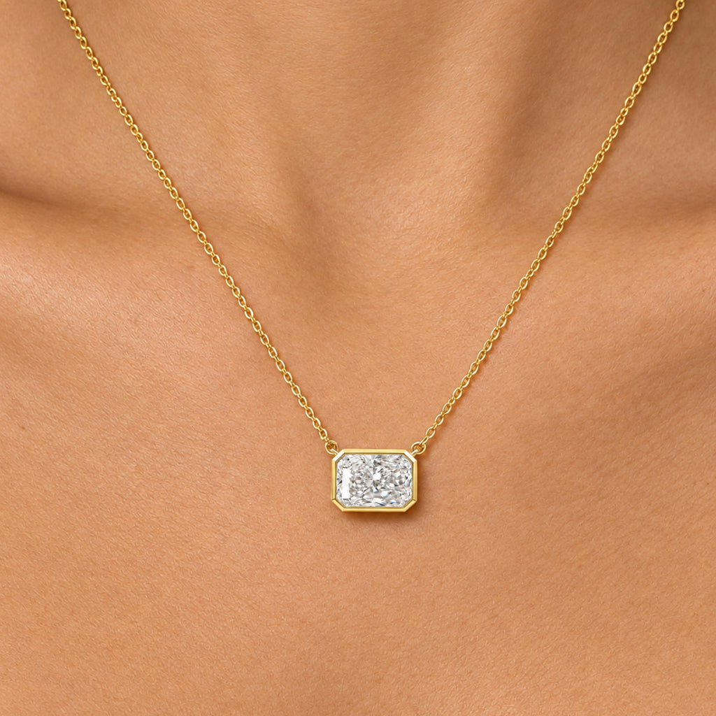 Radiant Solitaire Bezel Pendant Necklace
