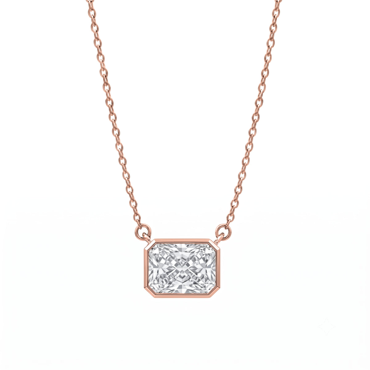 Mixed Solitaire Bezel Pendant Necklace
