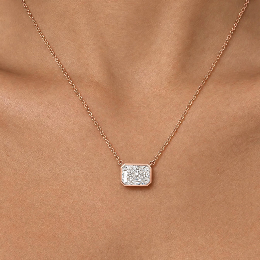 Radiant Solitaire Bezel Pendant Necklace