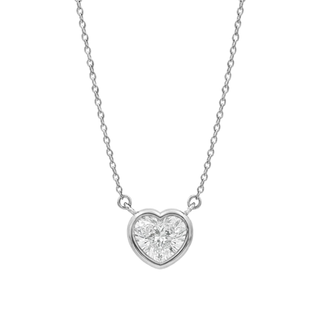 Heart Solitaire Bezel Pendant Necklace