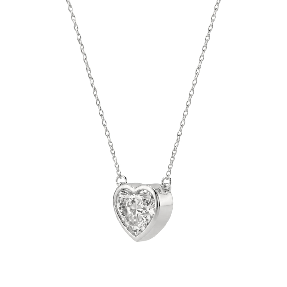 Heart Solitaire Bezel Pendant Necklace