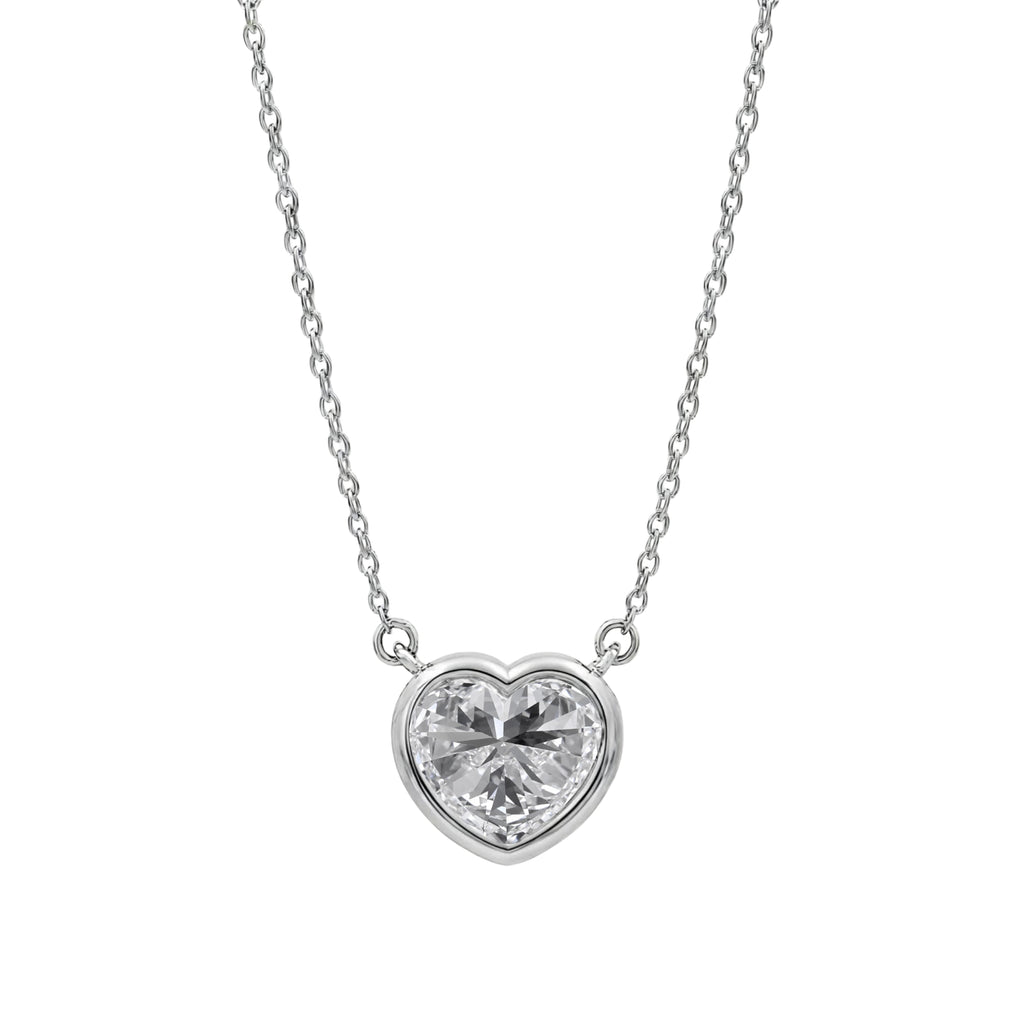 Heart Solitaire Bezel Pendant Necklace