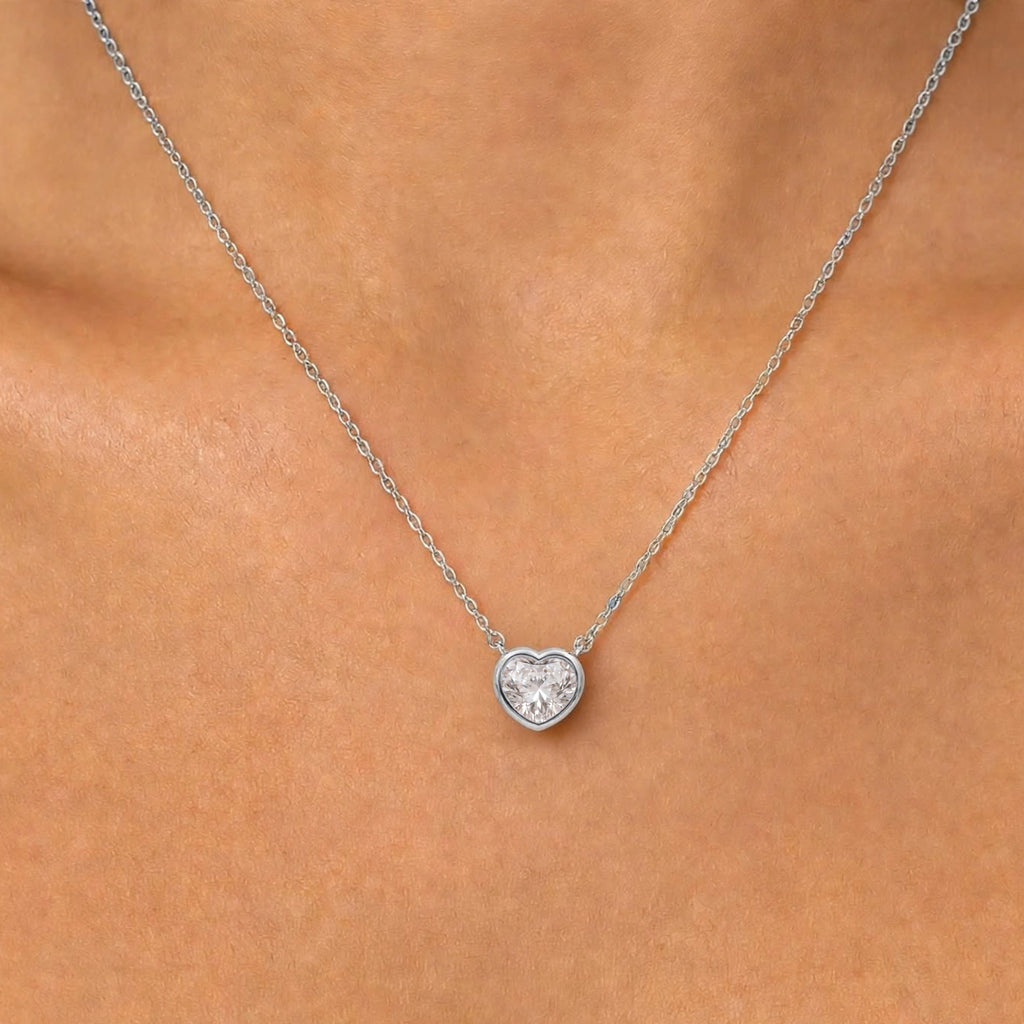 Heart Solitaire Bezel Pendant Necklace