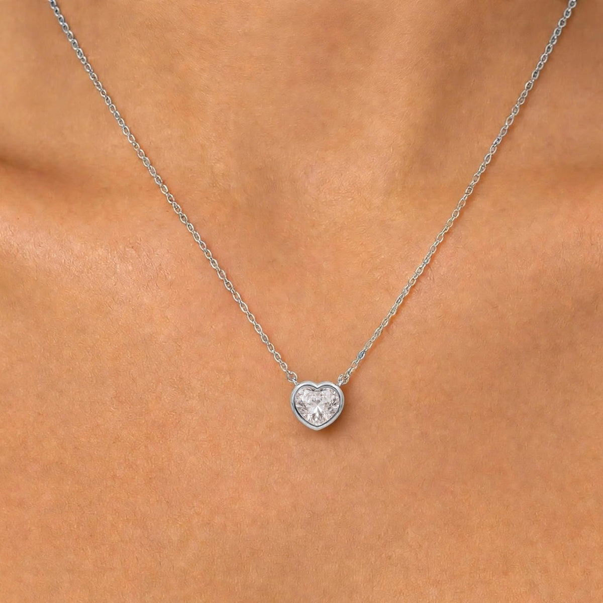 Heart Solitaire Bezel Pendant Necklace