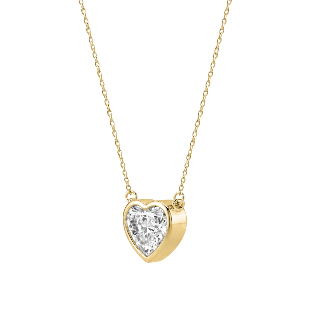 Heart Solitaire Bezel Pendant Necklace