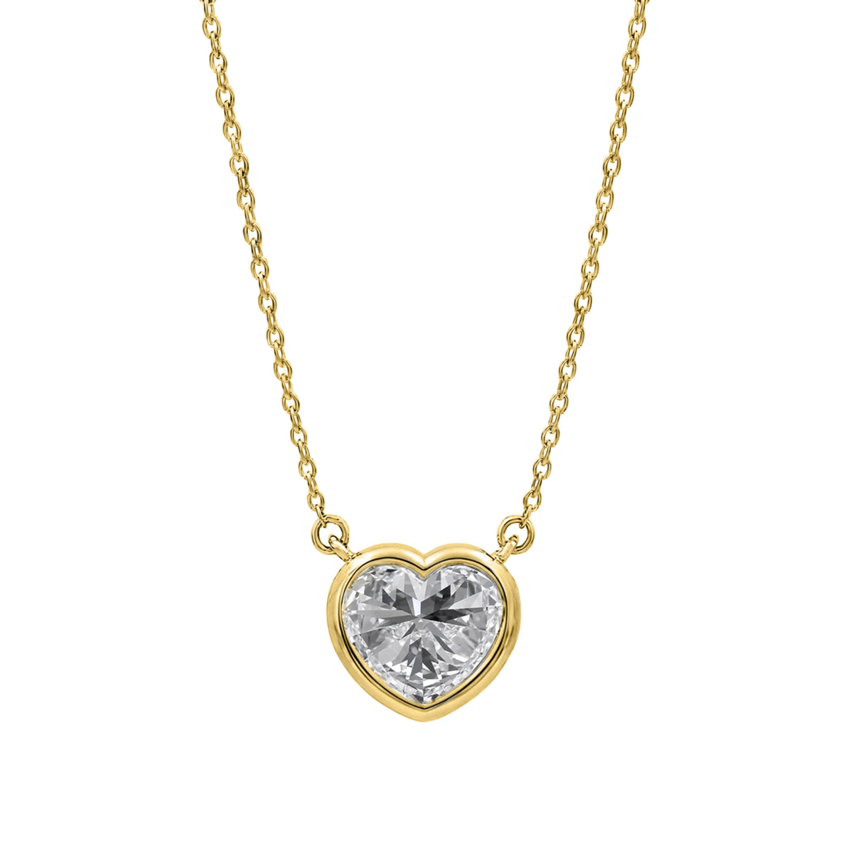 Heart Solitaire Bezel Pendant Necklace