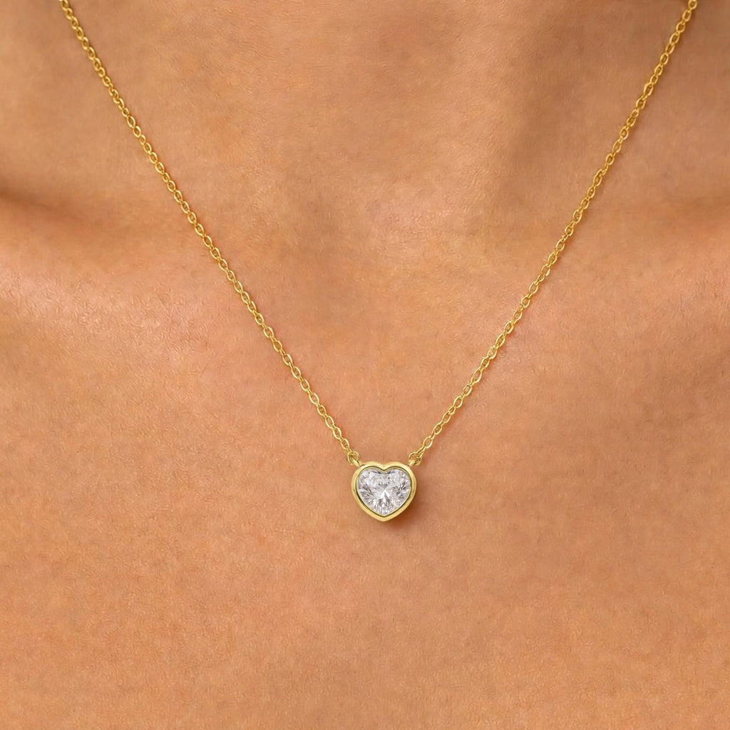 Heart Solitaire Bezel Pendant Necklace