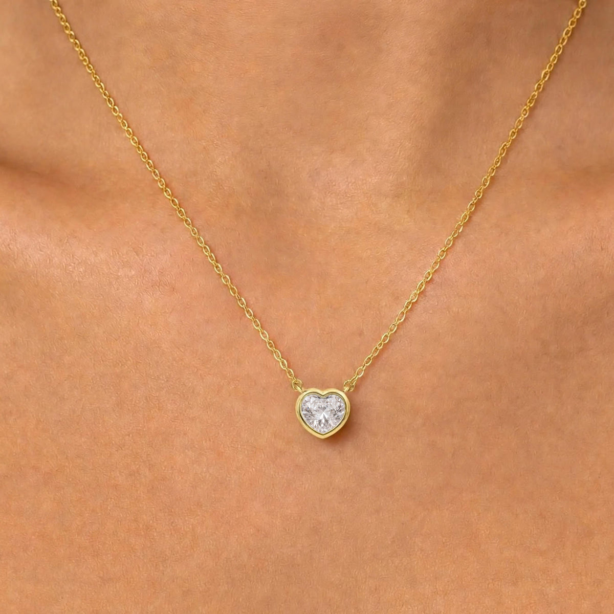 Heart Solitaire Bezel Pendant Necklace