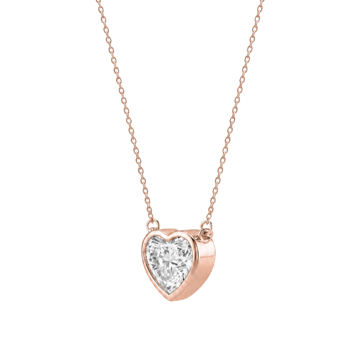 Heart Solitaire Bezel Pendant Necklace