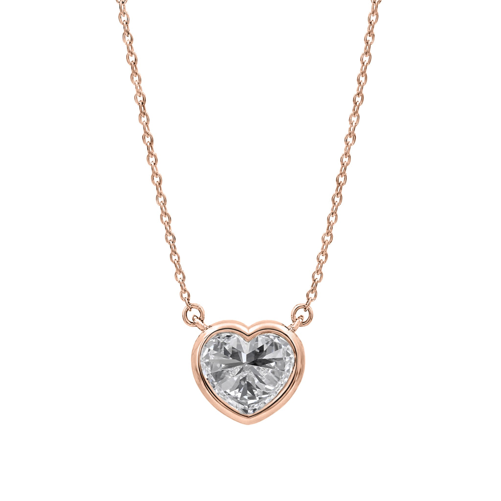Heart Solitaire Bezel Pendant Necklace