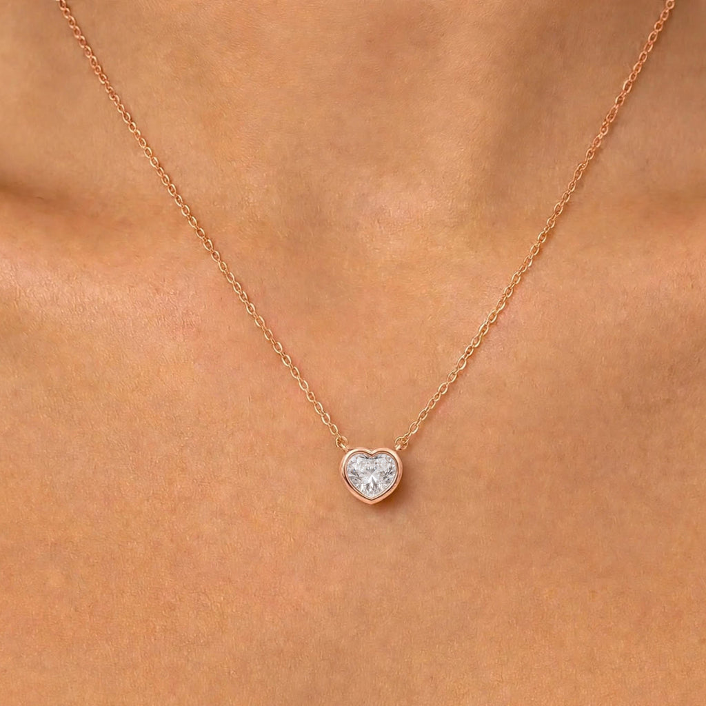 Heart Solitaire Bezel Pendant Necklace