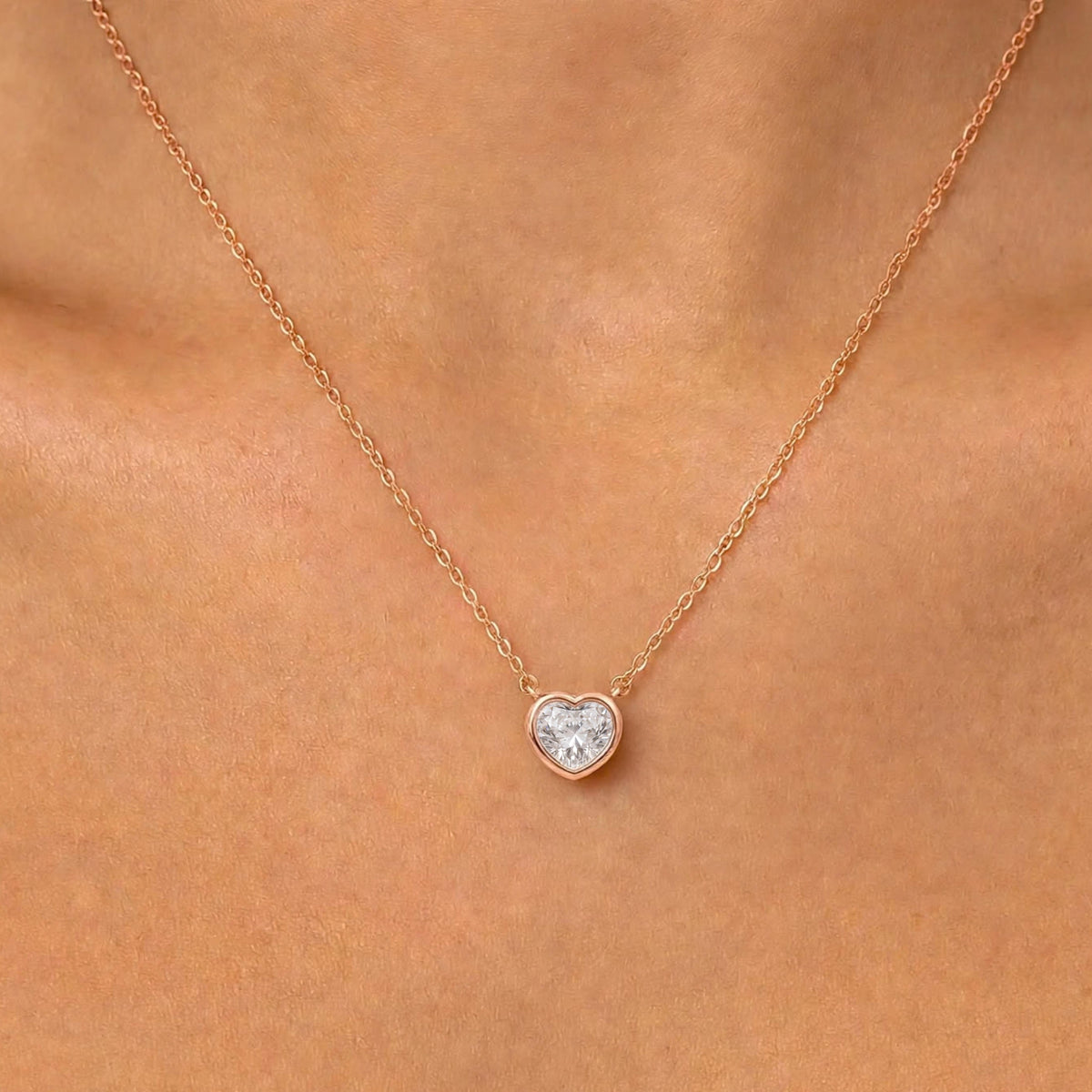Heart Solitaire Bezel Pendant Necklace