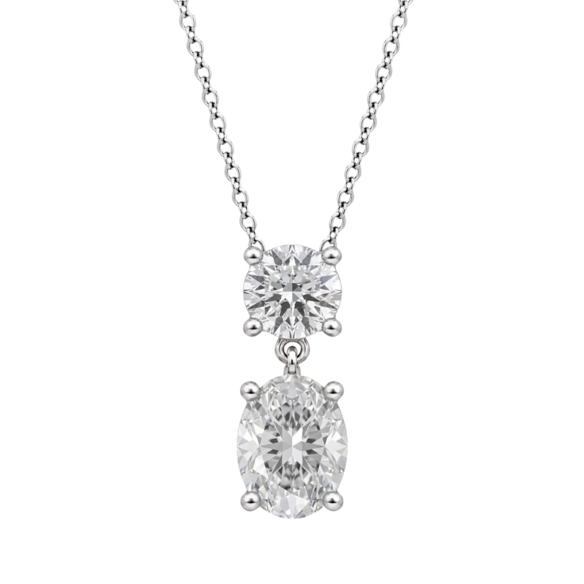 3-5 ctw Round-Oval 2 Stone Pendant