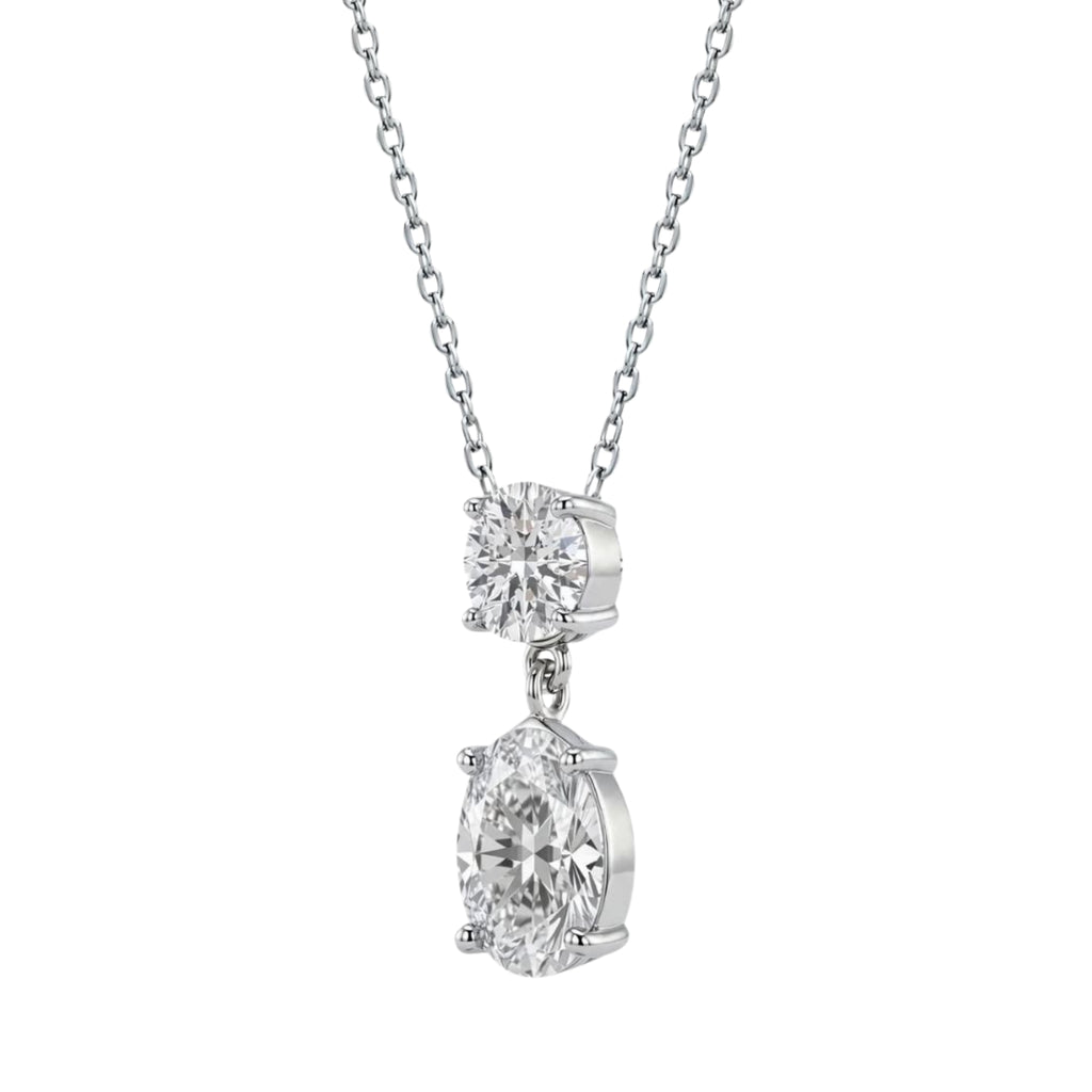3-5 ctw Round-Oval 2 Stone Pendant