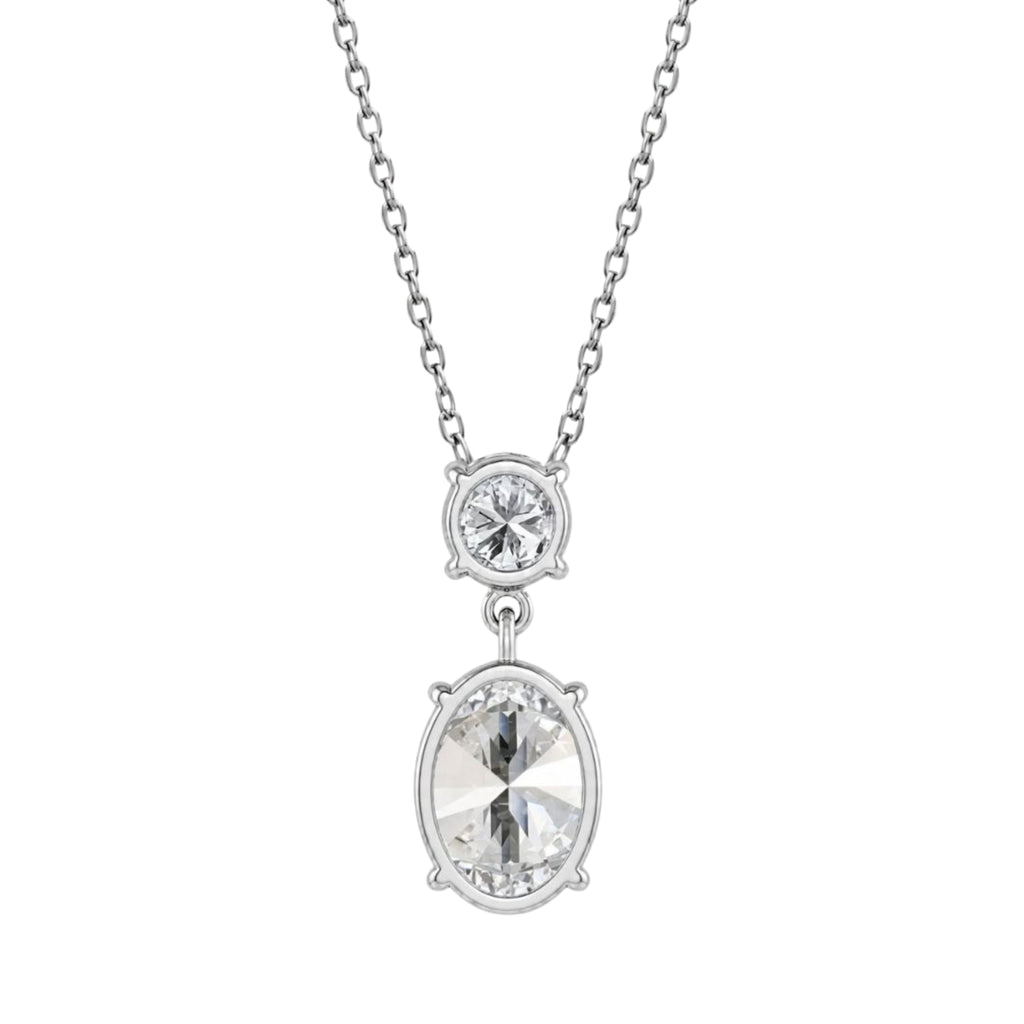 3-5 ctw Round-Oval 2 Stone Pendant