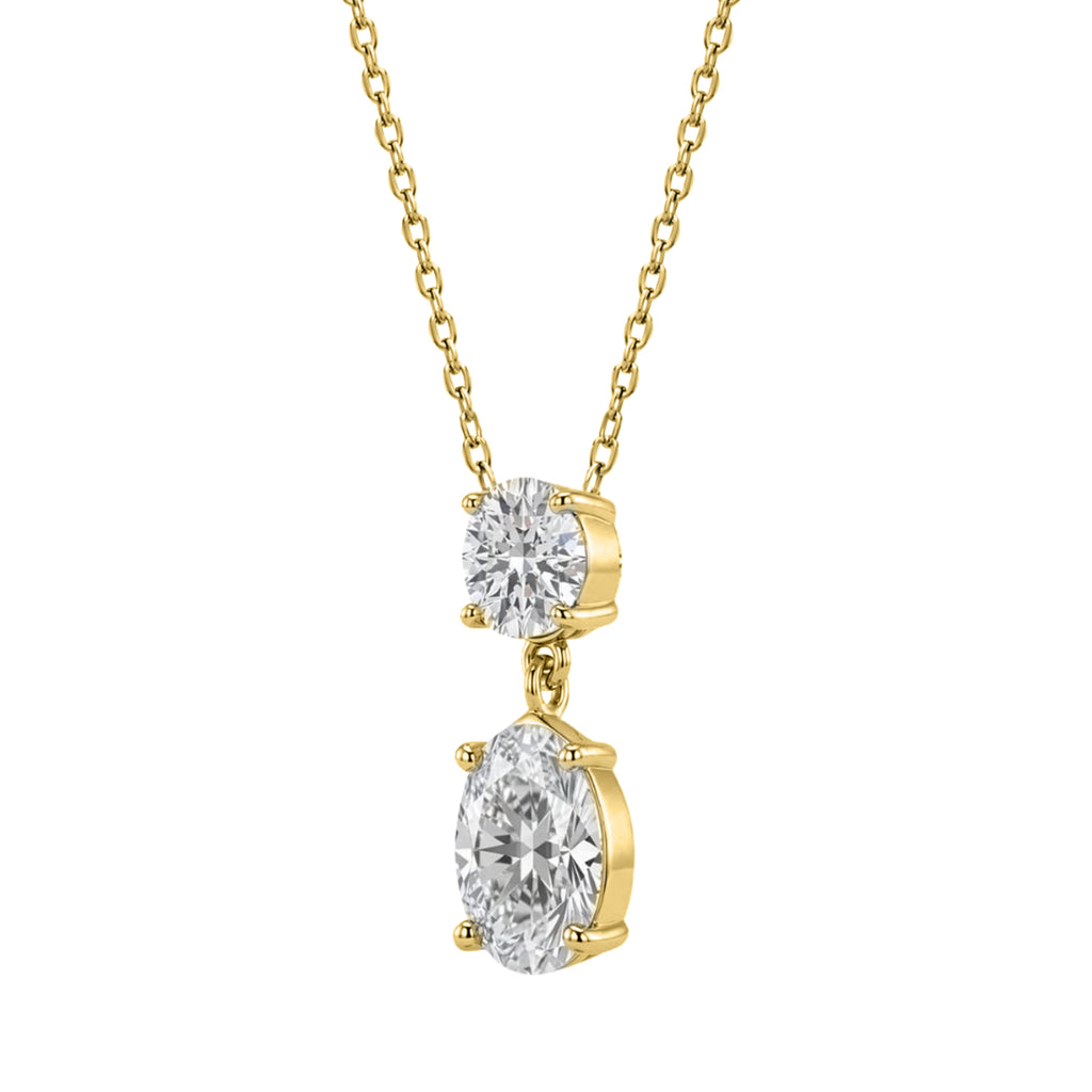 3-5 ctw Round-Oval 2 Stone Pendant