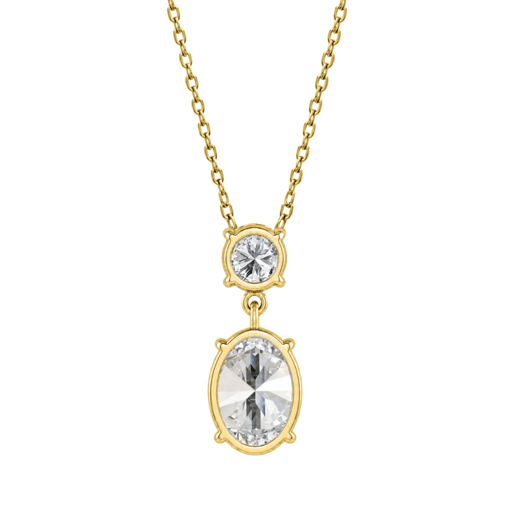 3-5 ctw Round-Oval 2 Stone Pendant