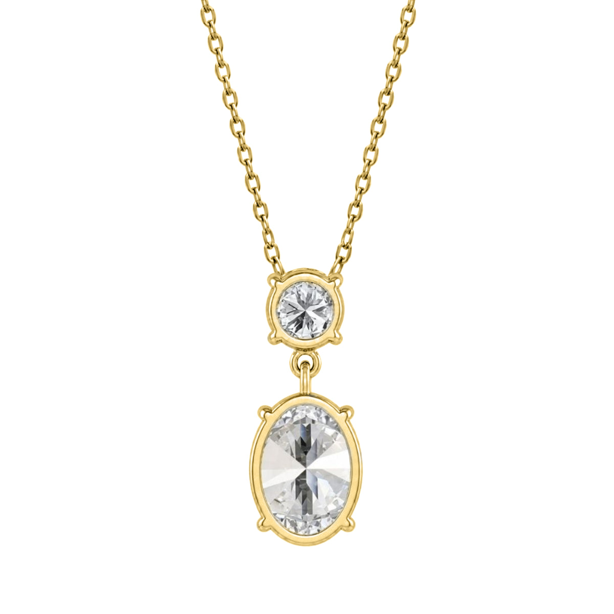 3-5 ctw Round-Oval 2 Stone Pendant