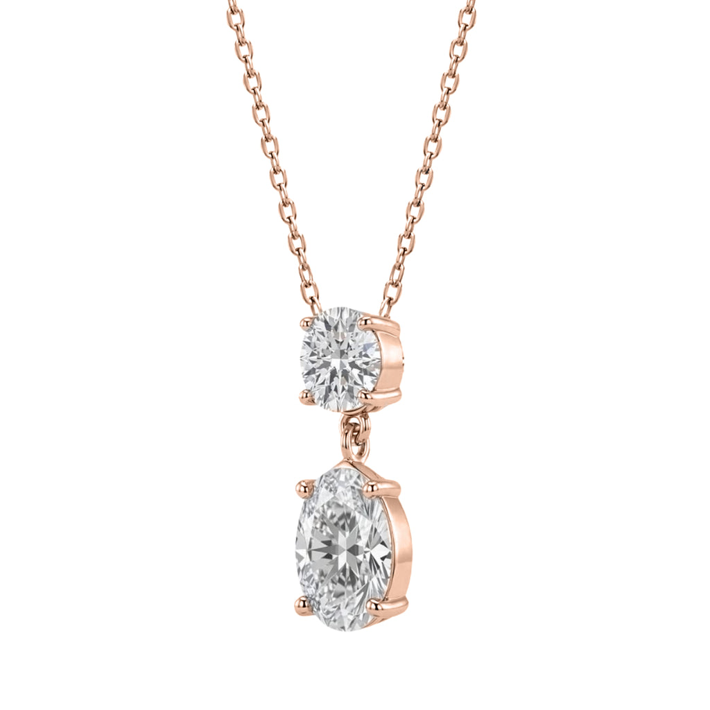 3-5 ctw Round-Oval 2 Stone Pendant